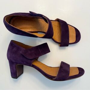 Chie Mihara Purple Sandal Heels EU 38.5 US 8.5 Block Heel Leather Anthropologie